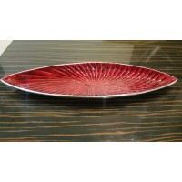 Red Metal Boat Shaped Serving Tray